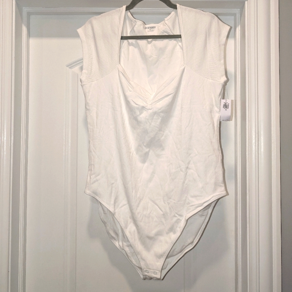 White Double-Layer Cinched Bodysuit - Old Navy NWT